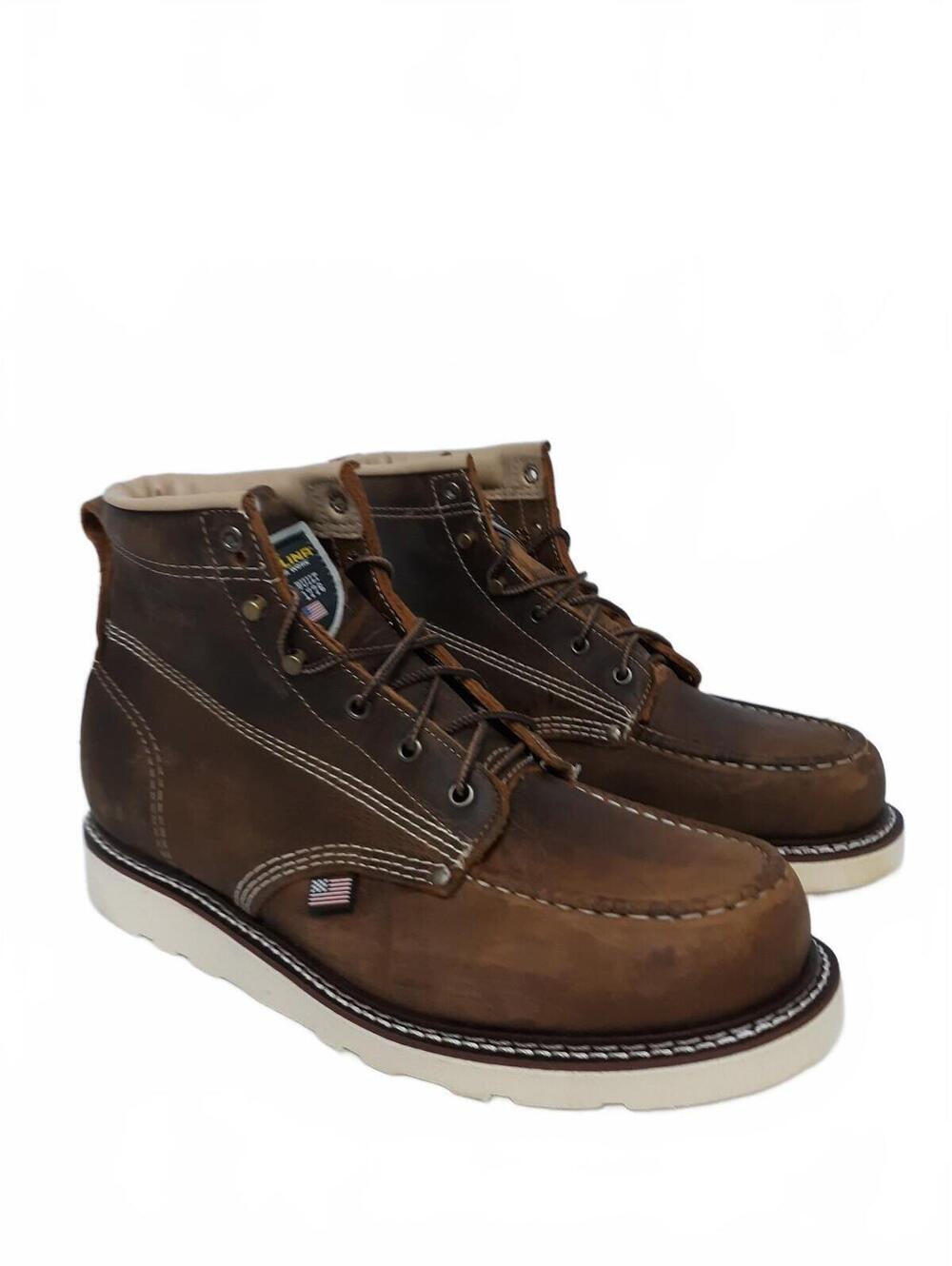 Carolina Men's CA7011 USA 6" Moc Toe Wedge Soft Toe Work Boot Brown Size 11.5D